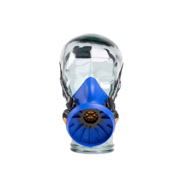Front view of Sundstrom SR100 1/2 Mask showcasing its high-quality silicone body and dual exhalation valves for optimal respiratory protection.
