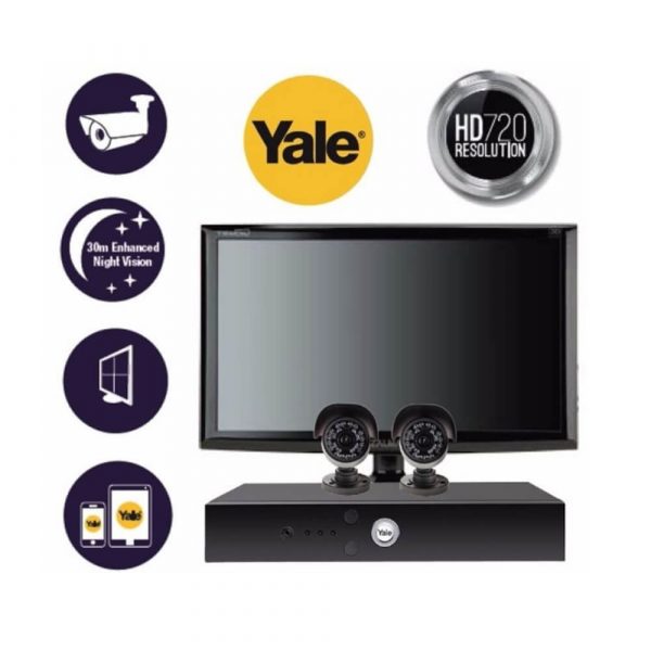 Buy your Yale CCTV 4 Channel Kit c/w 2 Camera's incl monitor from Beacon today