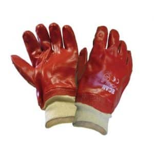 Image of Scan PVC Knit Wrist Gloves, Size 9, featuring full PVC coating for chemical resistance and a snug knit wrist design for secure and comfortable fit during industrial tasks.