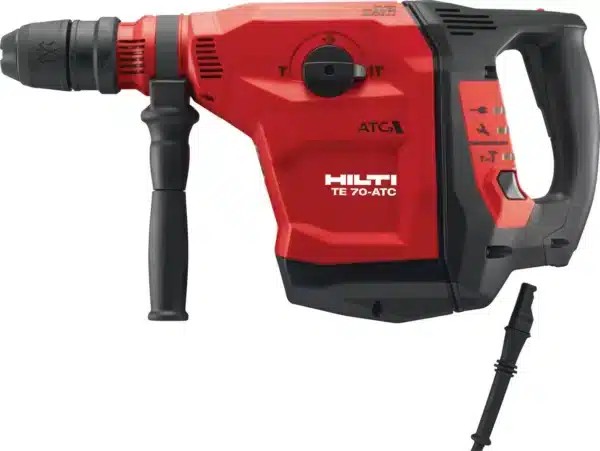 Image of Hilti TE 70-ATC/AVR Rotary Hammer, a heavy-duty power tool for drilling and chiseling in concrete, with safety and ergonomic features.