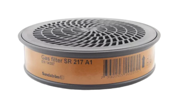 SR 217 Gas Filter A1 by Sundström Safety - black cylindrical filter for organic gas and vapour protection